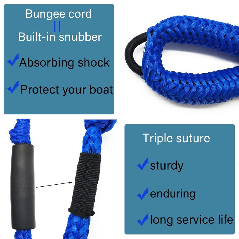 Jranter Pack of 4 Bungee Dock Lines for Boat Shock Absorb Dock Tie Mooring Rope Boat Accessories 4-5.5 ft (Black) - Image 3